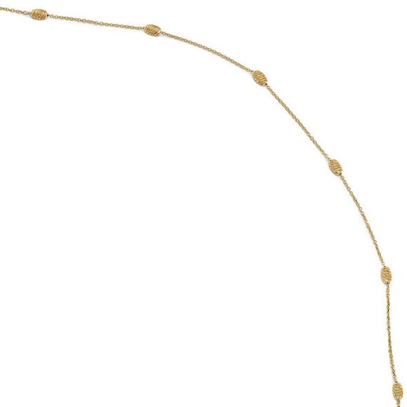 14k Yellow Gold Diamond-Cut Beaded Cable Chain Anklet 10-11 Inch